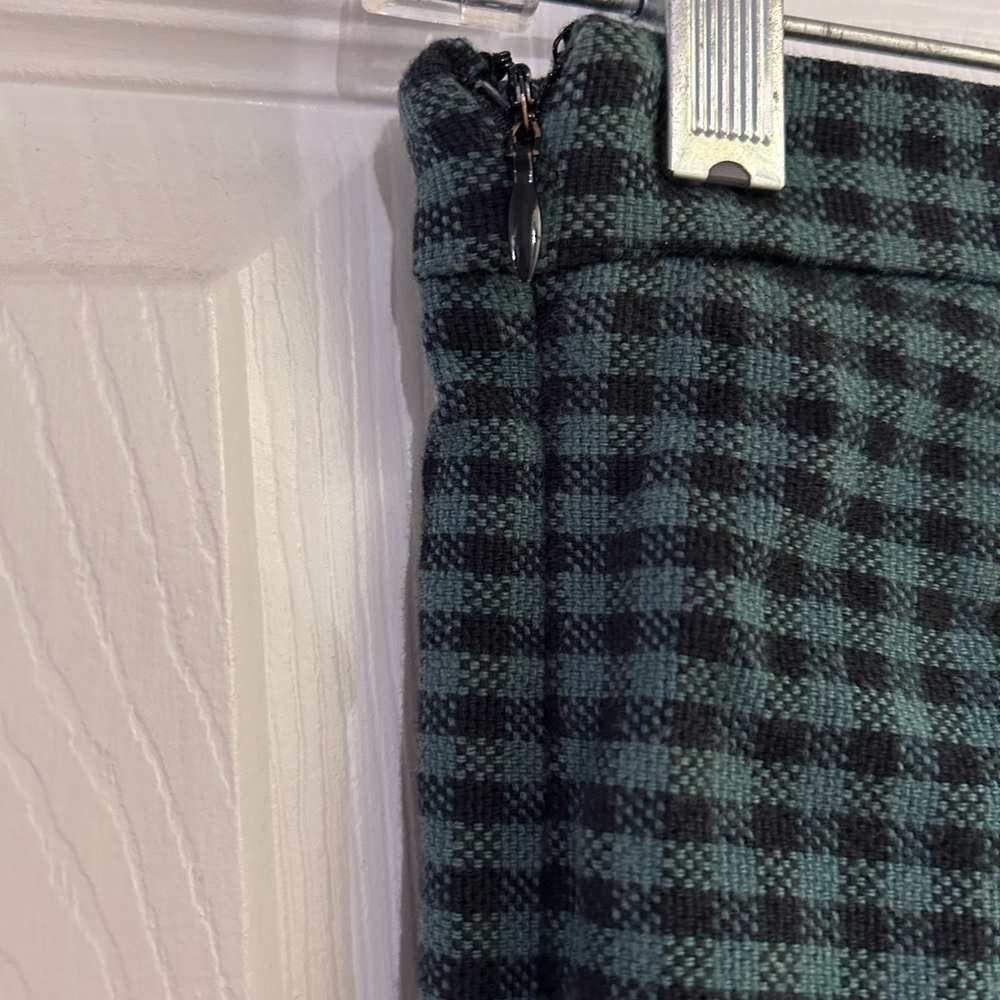 Free People Green Gingham Checkered Skinny Side Zip Pants 4 - Picture 3 of 4